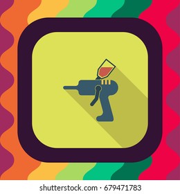 airbrush flat icon with long shadow, vector illustration