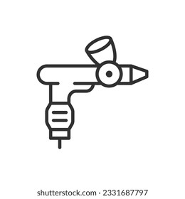 Aerógrafo, icono lineal. Línea con trazo editable