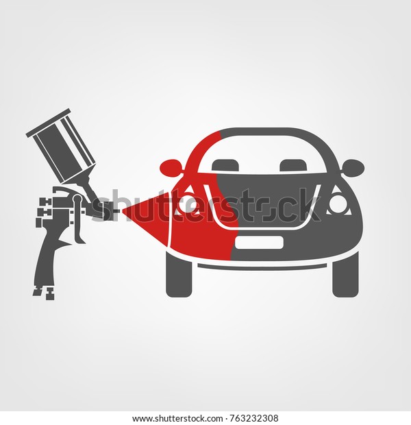 Airbrush with a paint spray painting a car.\
Vector illustration of a car body repair process. Automotive\
concept useful for a pictogram, icon, logotype or signboard design.\
Transportation\
collection