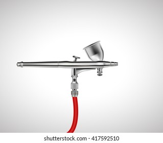 The Airbrush Tool Chrome Plated, Isolated On White Background. Vector Illustration EPS10