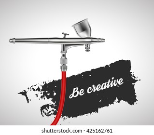 The airbrush tool chrome plated, isolated on white background. Vector illustration EPS10