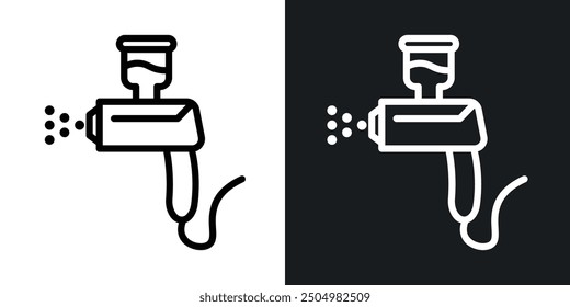 Conjunto de iconos de Vector de aerógrafo en blanco y negro relleno y estilo delineado.