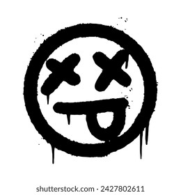 Emoticono muerto grunge aerografiado. Sonrisa muerta