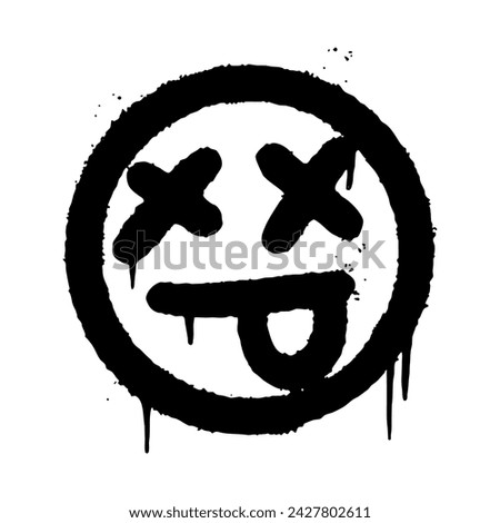 Airbrushed grunge dead emoticon. Dead smile