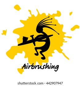 Airbrushing, vector icon, logo. The artist with the airbrush.