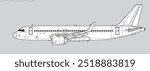 Airbus A320 NEO. Vector drawing of narrow body passenger jet airliner. Side view. Image for illustration and infographics.