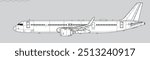 Airbus A321 NEO. Vector drawing of narrow body passenger jet airliner. Side view. Image for illustration and infographics.