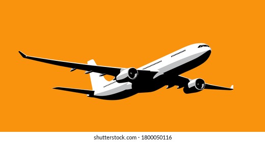 Airbus A330. Modern airliner. commercial jet take off. Vector image for illustration.