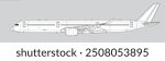 Airbus A350-1000. Vector drawing of long-range, passenger jet airliner. Side view. Image for illustration and infographics.