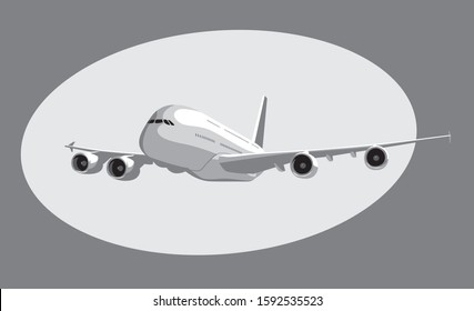 Airbus A380. Flying airplane, takeoff airliner, commercial jet aircraft, airliner. Vector illustration. Vector template.