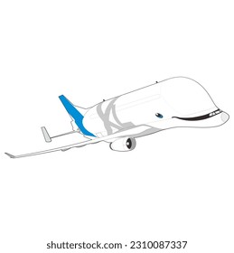 Airbus Beluga XL, Perspective View Vector Art