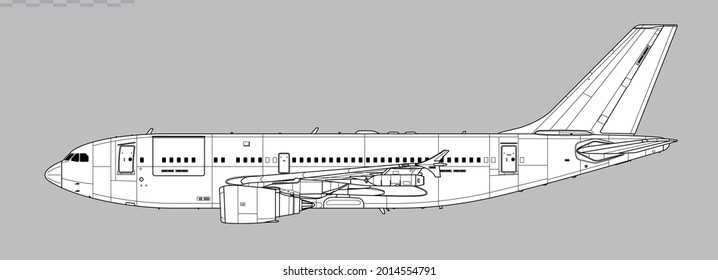 Airbus CC-150 Polaris. Vector Drawing Of Aerial Refueling Tanker And Transport Aircraft. Side View. Image For Illustration And Infographics.