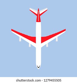 Airbus departure runway international white airliner top view flat icon isolated