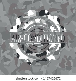 Air-conditioned on grey camo texture