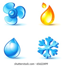 air-conditioner icons - blow, cold, heat, moisture