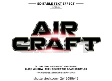 Aircraft 3D editable text effect template