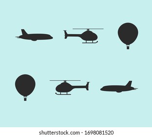 Aircraft, air balloon and helicopter