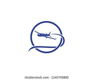 Aircraft, airplane, airline logo or label. Journey, air travel, airliner symbol. Vector illustration