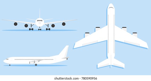Aircraft, airplane, airliner in different variations. Flat design, vector illustration, vector.