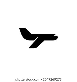 Aircraft or Airplane flight Solid Flat Vector Icon Isolated on White Background.