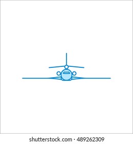 Aircraft or Airplane front flat icon on background