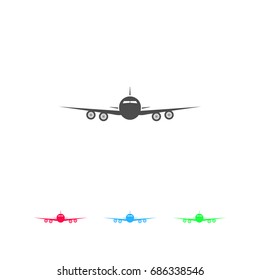 Aircraft or Airplane icon flat. Color pictogram on white background. Vector illustration symbol and bonus icons