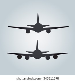 Aircraft or Airplane Icon, Flat Minimal Vector Silhouette on white background