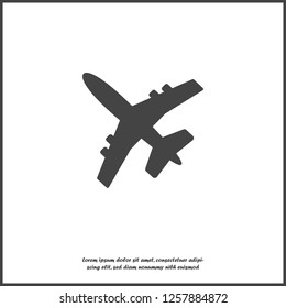 Aircraft or airplane icon on white isolated background. Layers grouped for easy editing illustration. For your design.