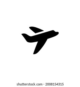 Aircraft, airplane icon in solid black flat shape glyph icon, isolated on white background 