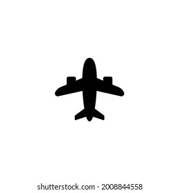 Aircraft, airplane icon in solid black flat shape glyph icon, isolated on white background 