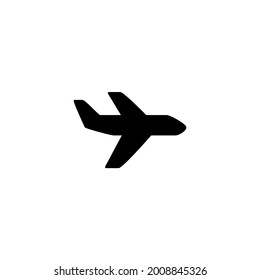 Aircraft, airplane icon in solid black flat shape glyph icon, isolated on white background 