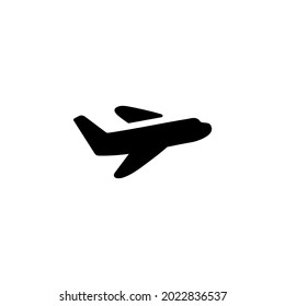 Aircraft, airplane icon in solid black flat shape glyph icon, isolated on white background 