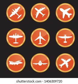 Aircraft or Airplane Icon Vector Silhouette - Vector
