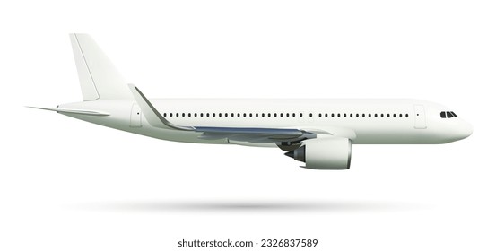 Aircraft or airplane on side view, vector illustration