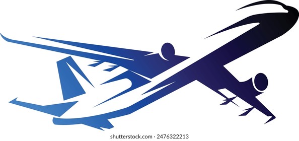 Aircraft or airplane on view, vector illustration