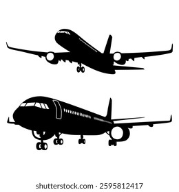 Aircraft or Airplane Silhouette Vector Illustration