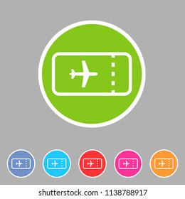 Aircraft airplane ticket trip travel icon flat web sign symbol logo label