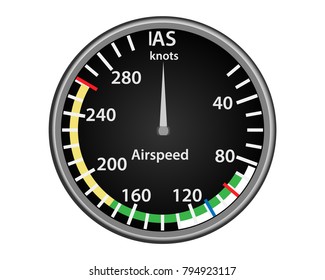 Aircraft airspeed vector instrument indicator part of dashboard navigation