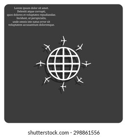 Aircraft around the world. icon. vector design