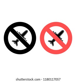 Aircraft ban, prohibition icon. Simple glyph vector of summer set for UI and UX, website or mobile application on white background