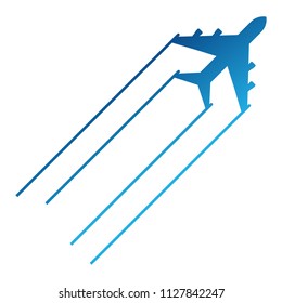 Aircraft blue icon. Flat vector cartoon illustration. Objects isolated on a white background.