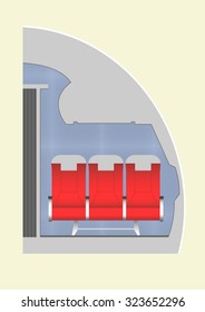 Aircraft cabin with passenger seats.  Vector illustration. EPS 10, opacity