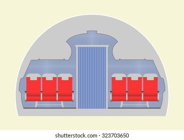 Aircraft cabin. Vector illustration. EPS 10, opacity