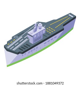 Icono de flotación del portaaviones. Isométrico del icono del vector flotante del portaaviones para el diseño web aislado en fondo blanco