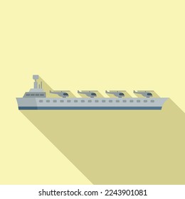 Aircraft carrier icon flat vector. Navy ship. Military warship