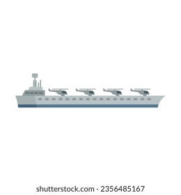 Aircraft carrier icon flat vector. Navy ship. Military warship isolated