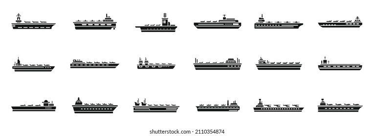 Iconos de portaaviones establecen un simple vector. El portaaviones. Amortiguador