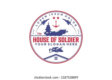 Aircraft carrier military logo design fighter jet illustration army maritime 