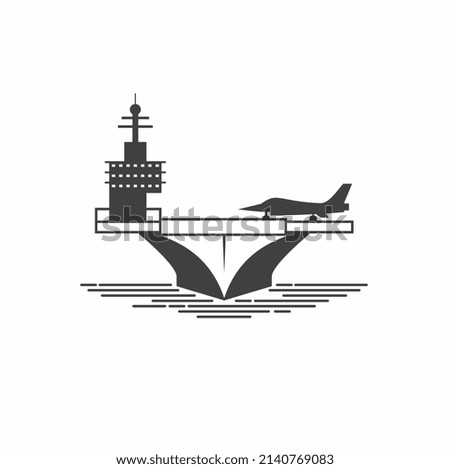 aircraft carrier ship illustration, vector art.