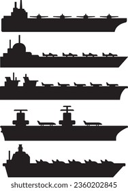 Aircraft Carrier Silhouette Vector Graphic Pack